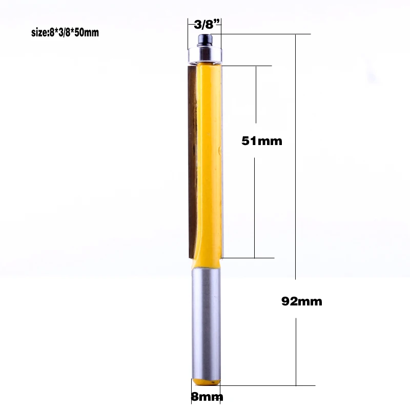 D9.52mm-H50.8mm 1 шт., 8 мм хвостовик, длинное лезвие, заподлицо, фреза, концевой подшипник для деревообработки, режущий инструмент - Длина режущей кромки: D9.52mm-H50.8mm