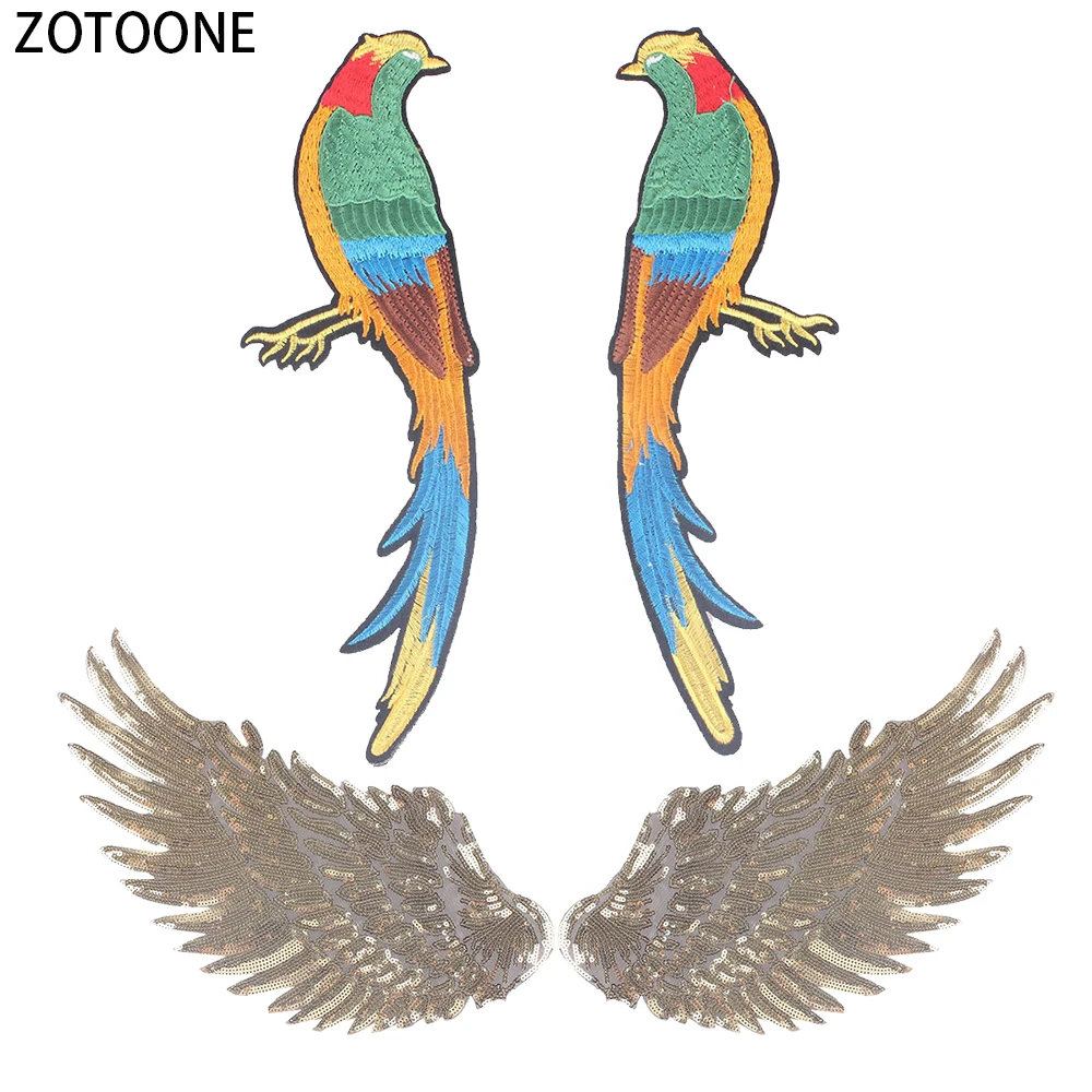 

ZOTOONE Crane Wings Patches Embroidery Patch for Clothing Diy Stickers on Clothes Sequin Decorations Sew on Patch Applications E