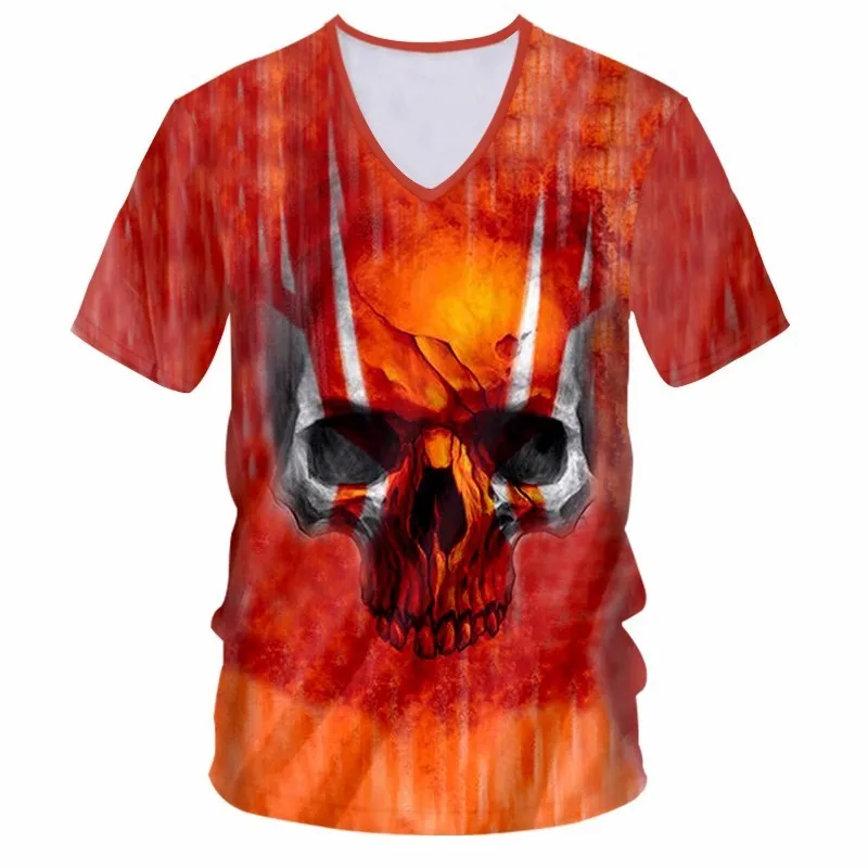 OGKB новые летние топы для женщин/мужчин крутая 3d печать красный череп футболка с