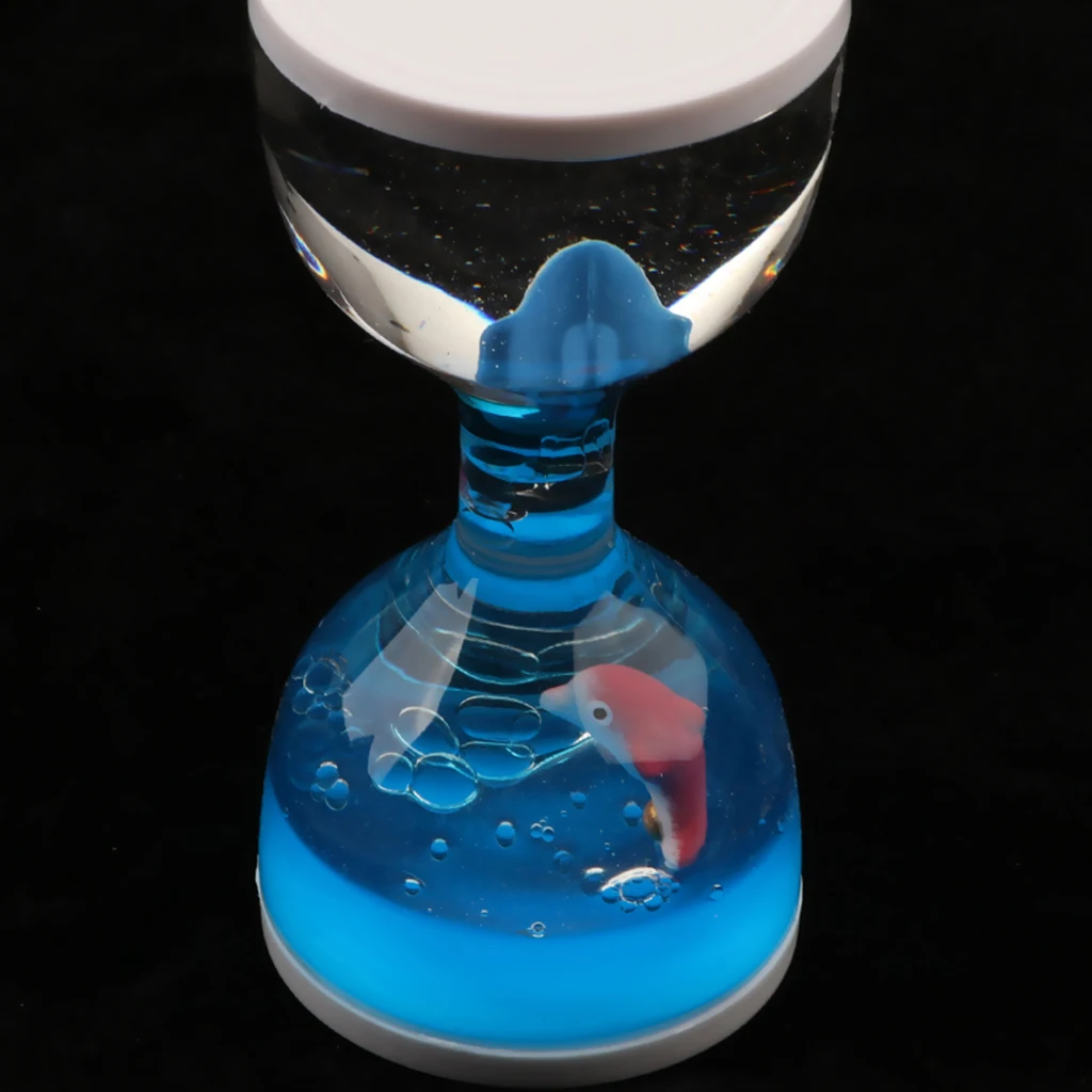 Рыба Дельфин плавающая Жидкость движения песочные часы Bubbler таймер настольная игрушка в подарок