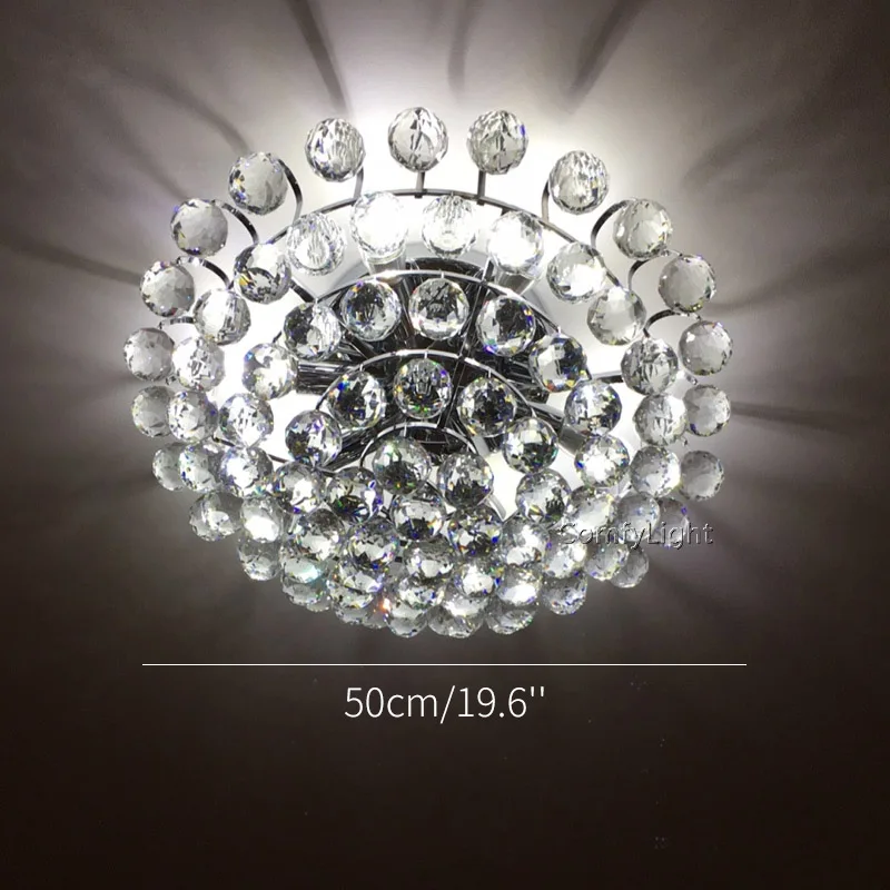 Size 50cm Silver Хрустальный потолочный светильник, современный дизайн, Подвесная лампа для гостиной, спальни, внутреннее освещение, серебристый/золотистый, люминесцентный блеск - Цвет корпуса: Size 50cm Silver