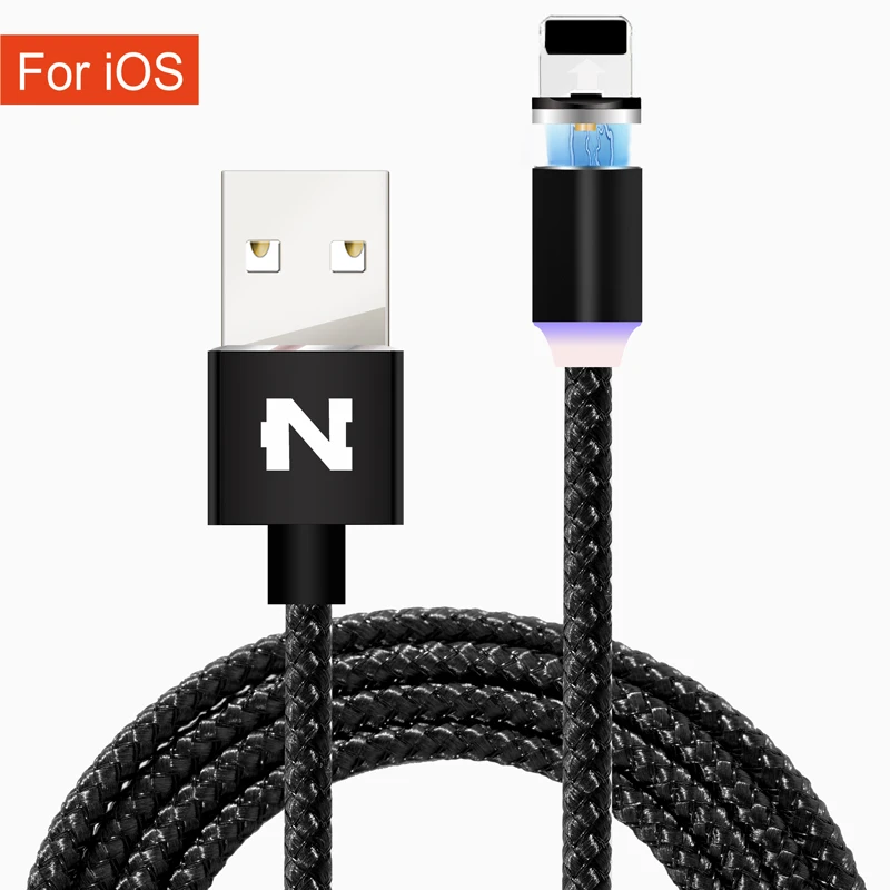 Магнитный usb-кабель NOHON для iPhone, адаптер Micro type-C, быстрая зарядка для iOS, Xiaomi, Android, 3 в 1, магнитное usb-зарядное устройство - Цвет: Black For Apple