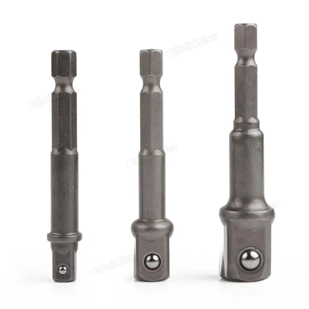 

3pcs/lot Portable Socket Adapter Drill Bit Set Turn Square Head Hexagonal Metal Driver Drill Bits 1/4 3/8 1/2 inch Hex Shank