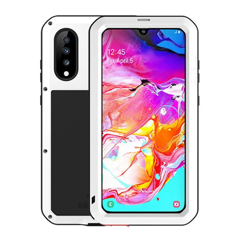 Водонепроницаемый 360 полный корпус защитный чехол для samsung Galaxy A70 чехол противоударный алюминиевый металлический задний Чехол для samsung A70 чехол s - Цвет: Белый