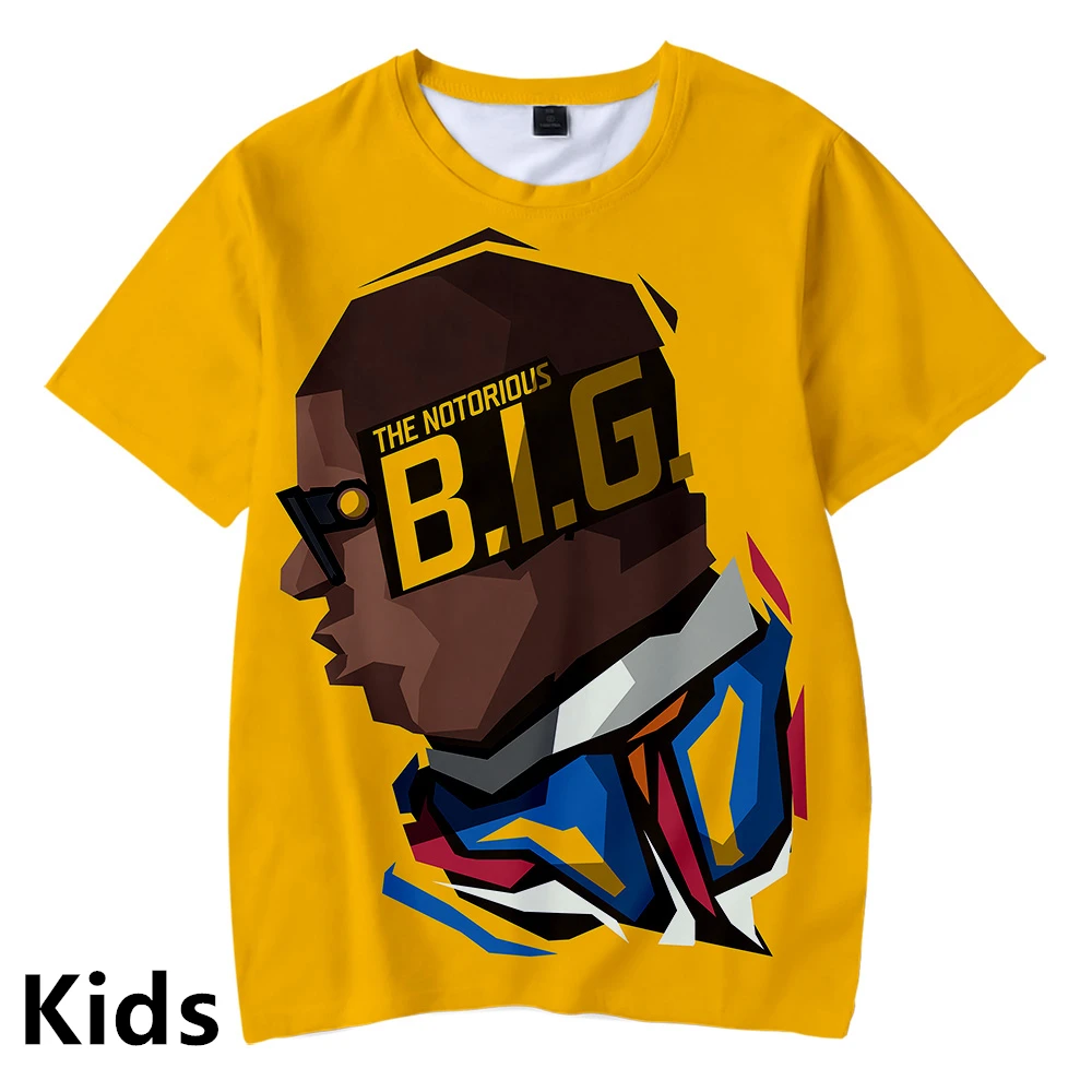 B.I.G BIGGIE/Детские футболки с 3D принтом Harajuku модная летняя футболка Лидер продаж
