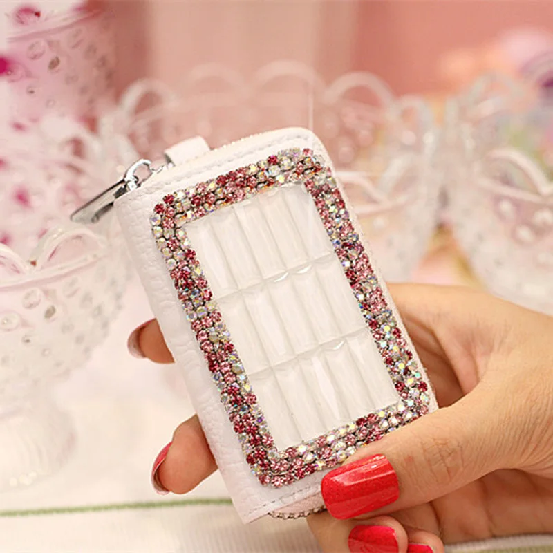 New Leather Diamond Key Case for Car Crystal Rhinestone Holder Housekeeper Keys Cover Women Gril Auto Driver License Bag | Автомобили и
