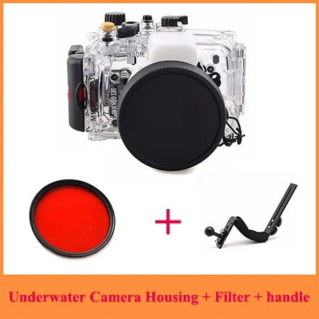 case filter handle Чехол для подводной камеры Meikon 40 m/130f для sony DSC-RX100III RX100 M3 w/67 мм с красным фильтром - Цвет: case filter handle