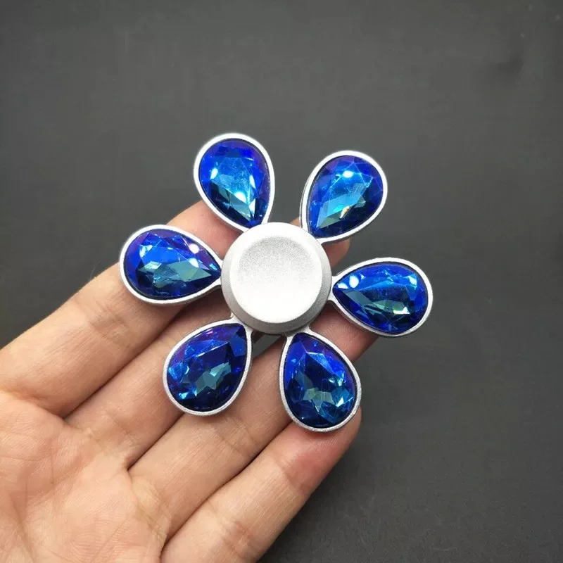 Blue A Спиннер для рук, два стиля, Алмазный цветок, палец, гироскоп, палец, Спиннер, EDC, снимает СДВГ, аутизм, стресс, палец, гироскоп, игрушка, подарки - Цвет: Blue A