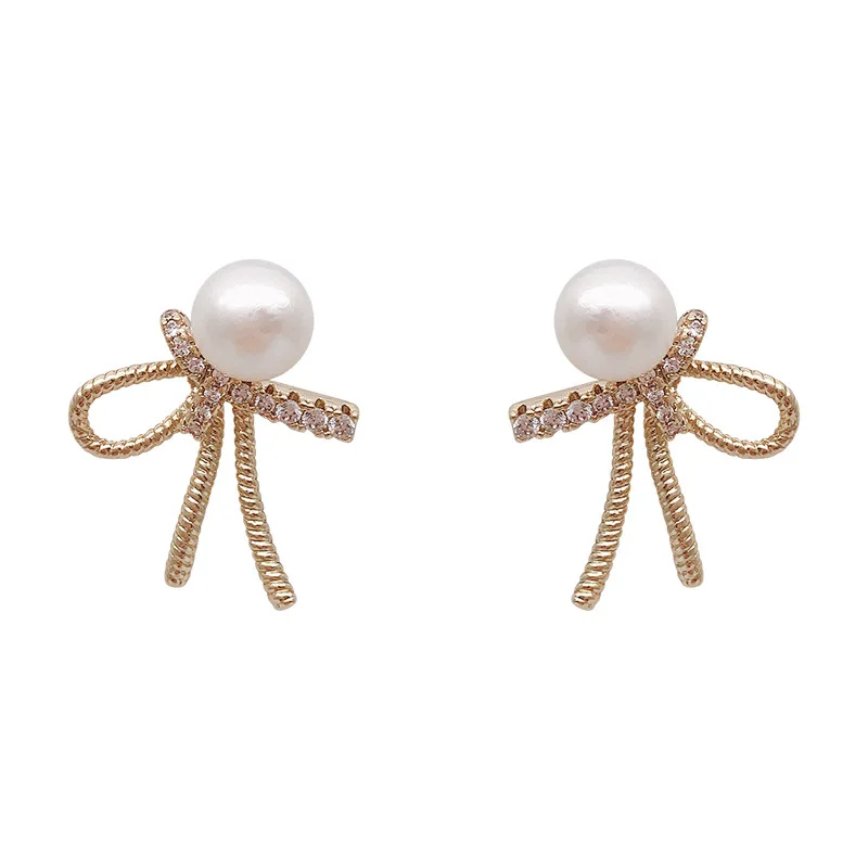 2019 New Arrival Bowknot Crystal Women Classic Stud Earrings Luxury Designer Jewelry For Fashion Accessories |