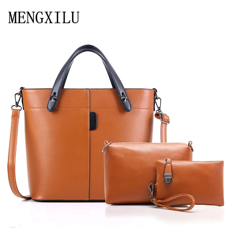 3 шт./компл. женская сумка из искусственной кожи сумка-тоут на молнии