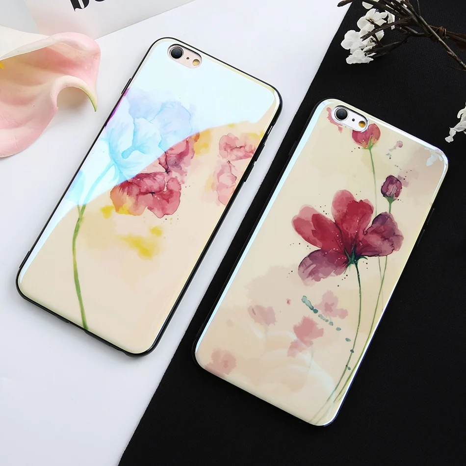 KISSCASE Phone Case For iPhone 7 8 X XR Cover 6 6S Plus Cases Blue Light Soft Silicone Capinha Ink Painting |