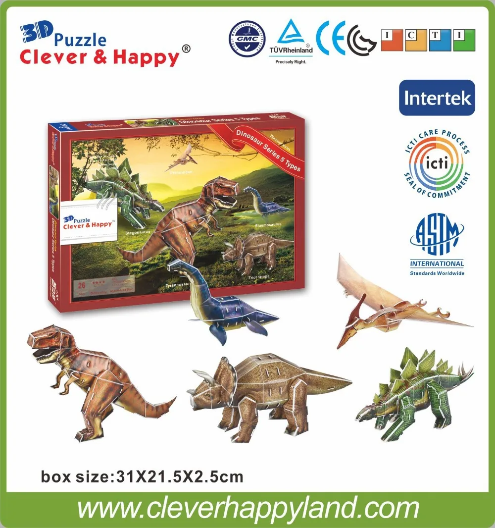 Горячая продажа динозавры игры животные головоломка diy игрушка бумага ремесло 3d