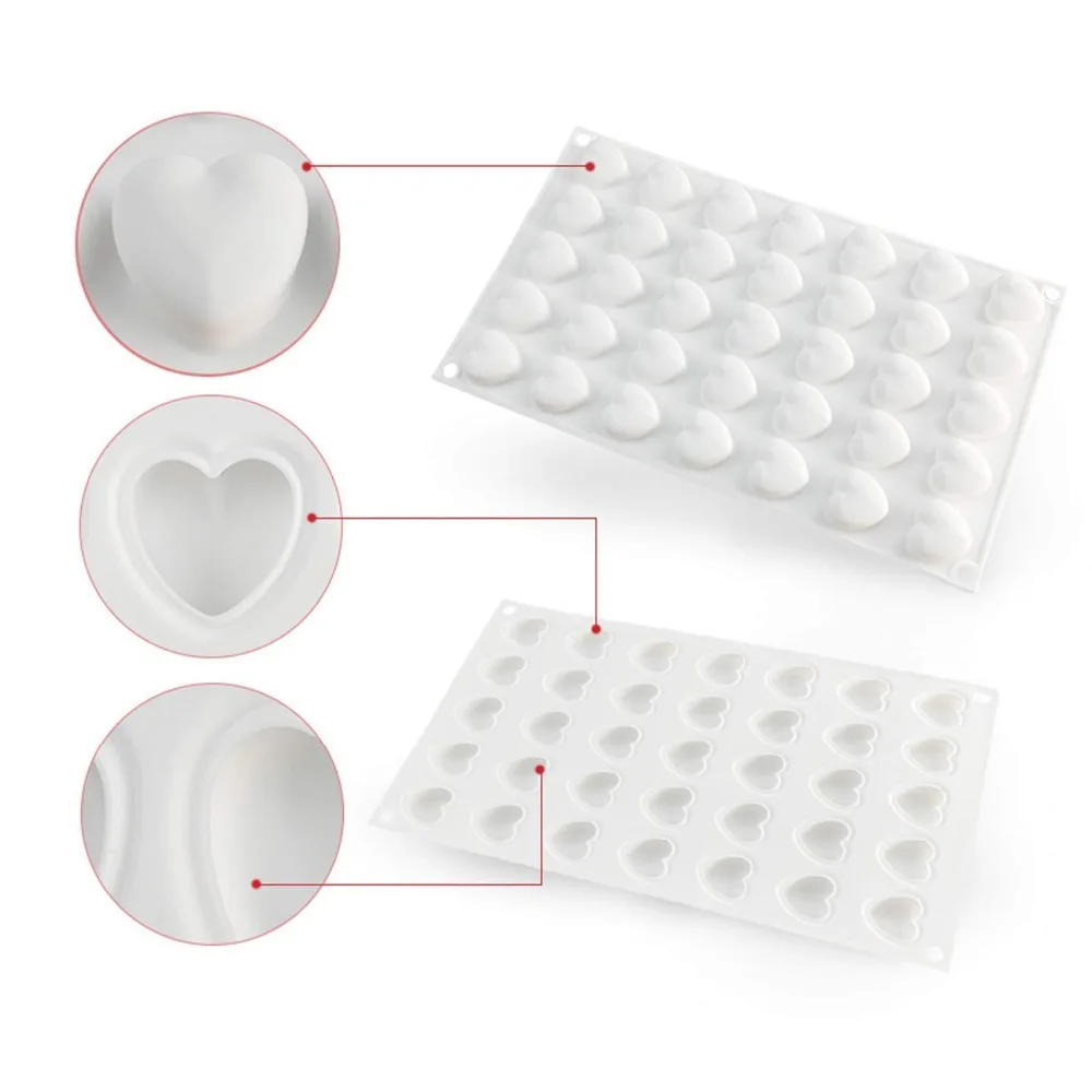 35-Cavity Heart Shape Silicone Mold Baking Tools for Mousse Cake Chocolate Truffle Pudding Desserts Decorating | Дом и сад