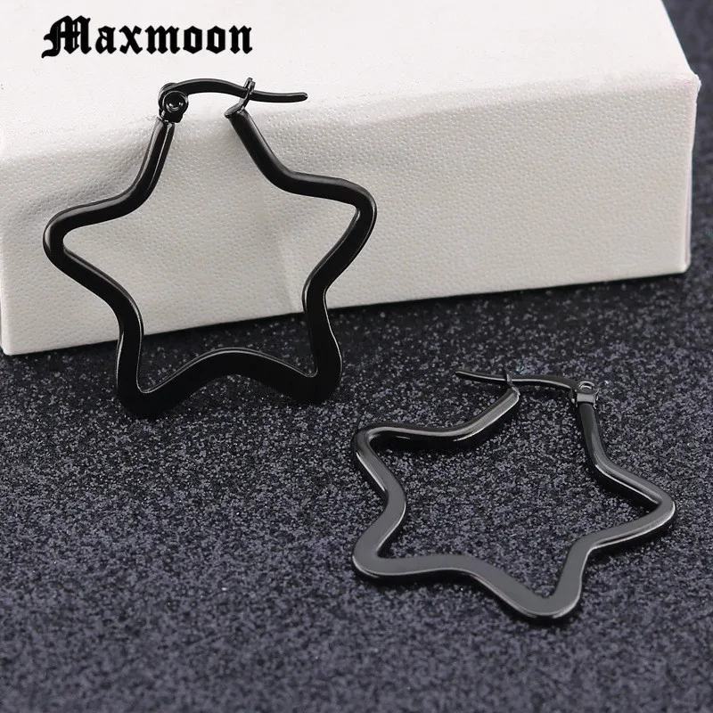 Maxmoon модные золотые и серебряные большие серьги кольца в форме звезды крупные