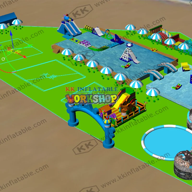 Kopen Mobiele Droog Speeltuin Opblaasbare Water Park Project Gemaakt In China