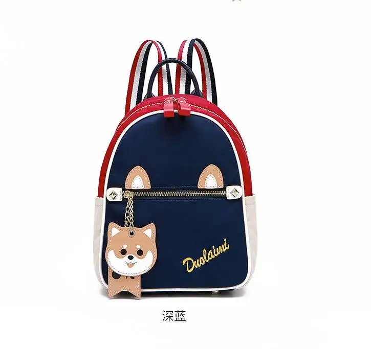 Women BAG Blue DuoLaiMi модный лоскутный рюкзак с кисточками и вышитым логотипом в Корейском стиле из искусственной кожи для школьниц, женский рюкзак через плечо с панелями - Цвет: Women BAG Blue