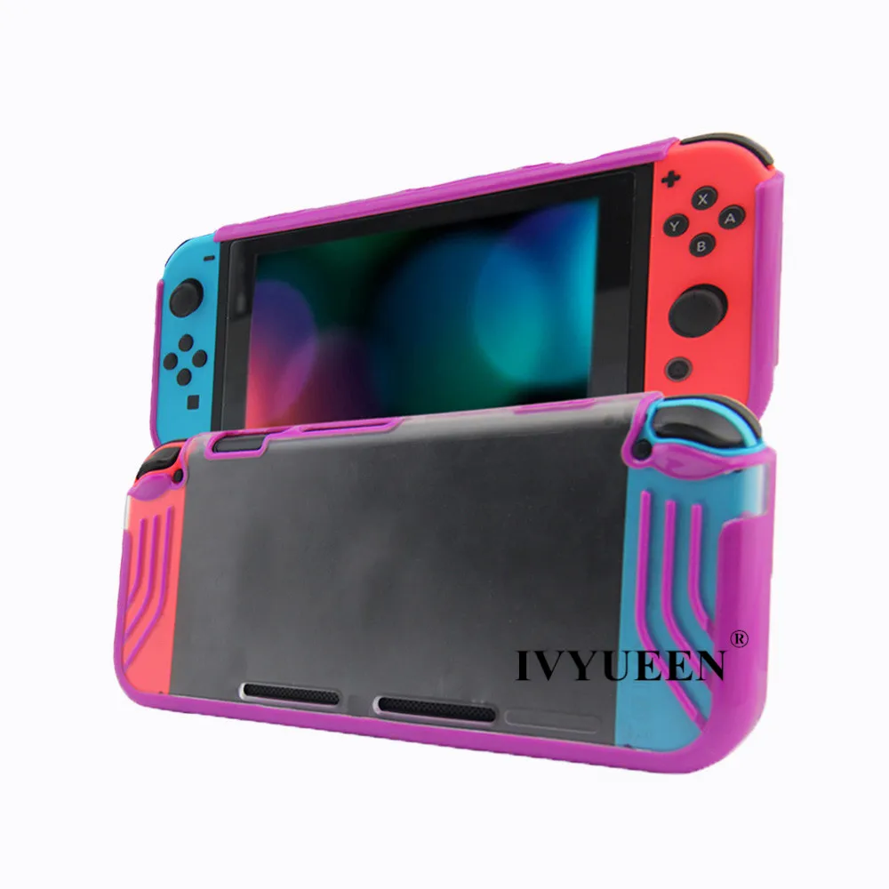 Чехол IVYUEEN для Nintendo Switch Console Premium Тонкий прозрачный гибридный защитный чехол из ТПУ для игровой оболочки-черный/зеленый/фиолетовый