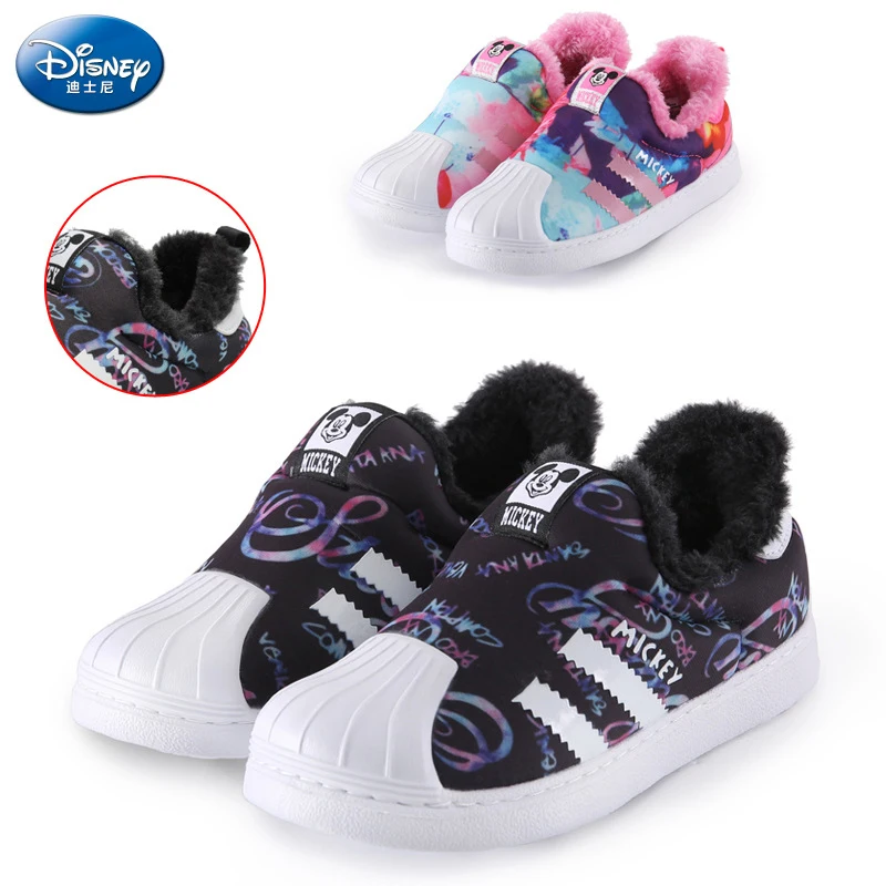 Disney детская повседневная обувь новая зимняя теплая бархатная нескользящая для