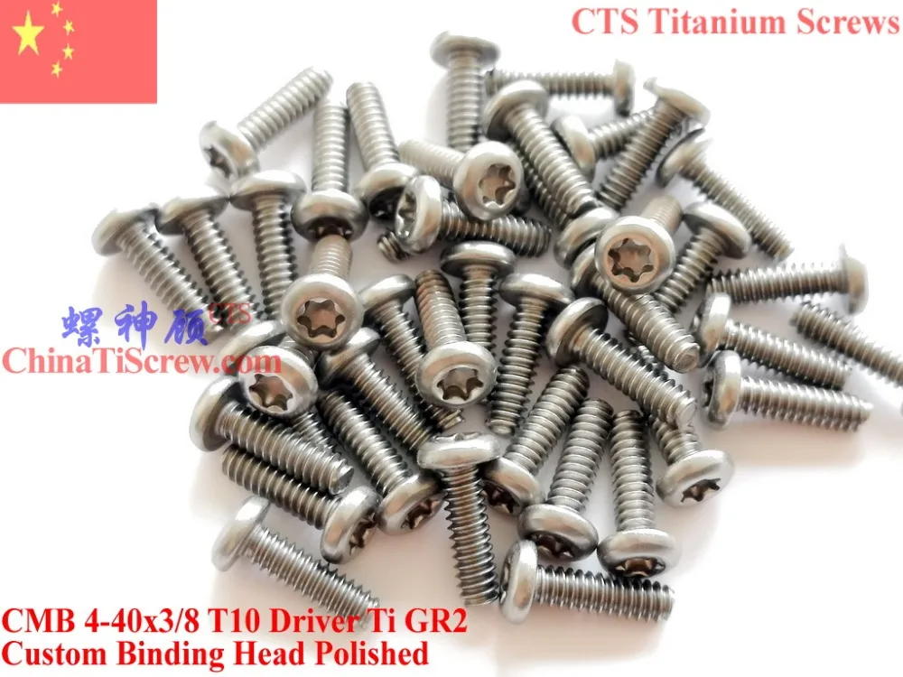 

T10 4-40 Titanium screws 4-40x3/8 Torx T10 Driver Binding Head Ti GR2 Polished