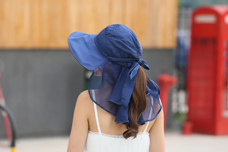 Солнцезащитные шляпы, защита лица и шеи для женщин, Sombreros Mujer Verano, с широкими полями, летние козырьки, кепки, анти-УФ, женские шапки