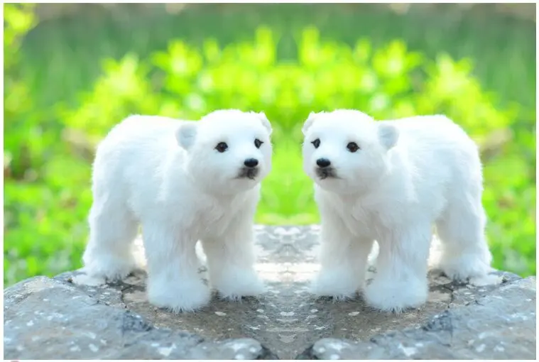 

a pair of simulation polar bear toys handicraft resin&fur white polar bear dolls gift about 20x8x14cm 0972