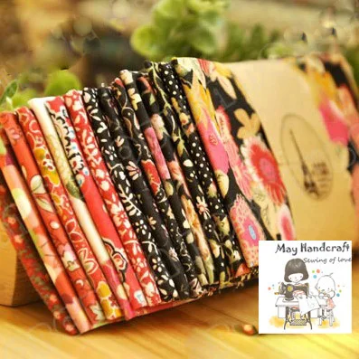 15 шт./партия 100% хлопок ткань Шарм красный и черный Винтаж японская