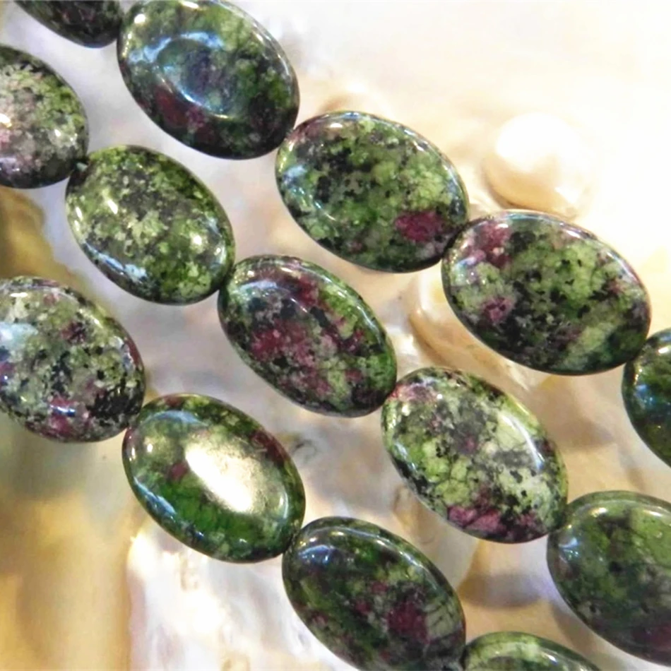13x18mm Red Green stone Zoisite Egg Oval Shape Loose Beads jewelry making Free Shipping Fine Jewelry Making 15inch MY4206|beads making|loose