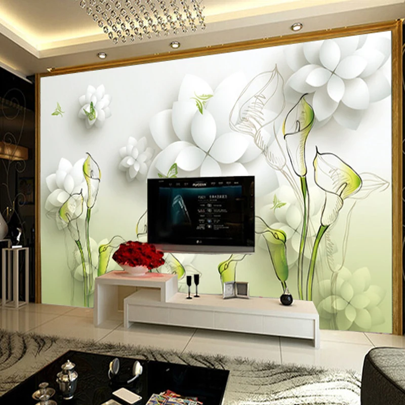 3d обои на заказ китайский бесшовный ТВ фон Фреска покрытие цветы Большая фреска