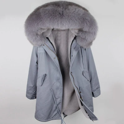 Бренд OFTBUY, парка, длинная новая зимняя куртка, женские парки, пальто из натурального меха, Воротник из натурального Лисьего меха, теплый толстый искусственный мех внутри, большой мех