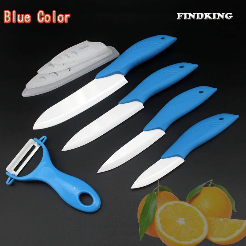 Blue Бренд findking новая лакированная ручка в форме дельфина нож для фруктов " 4" " 6" дюймов+ Овощечистка шеф-повара кухонный керамический нож - Цвет: Blue