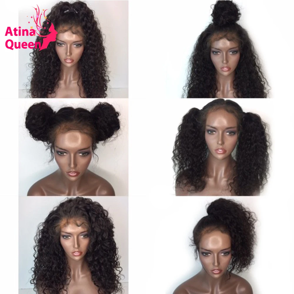 Atina Queen Hair Products Glueless полные парики шнурка для женщин волна воды Remy человеческих