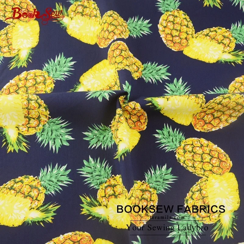 Booksew 100% Cotton Poplin Fabric Pineapple Pattern Tissue Tecido Dark Blue Sewing Home Textile For Dress Clothing Craft Shirt | Дом и сад