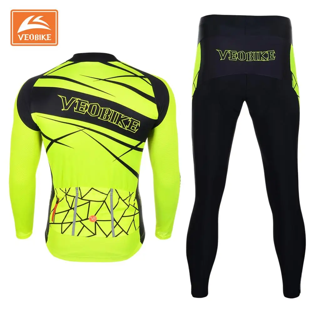 VEOBIKE Fluorescence Style Cycling Jersey Long Sleeve Shirts Ciclismo Maillot MTB Bike Bicycle Jacket Quick Dry Clothing | Спорт и