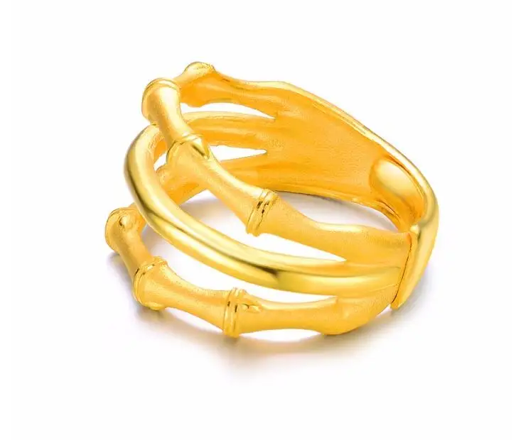 Горячая продажа 999 твердое 24К желтое золото кольцо Lucky Bamboo Band 6 26g|ring ring mp3|ring codering