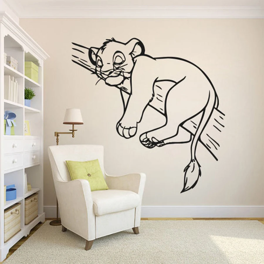 

Simba Lion Wall Decal Kids Bedroom Nursery House Decor Cartoon Lions Cute Animal Mural Vinyl Wall Sticker Childhood Memory S322