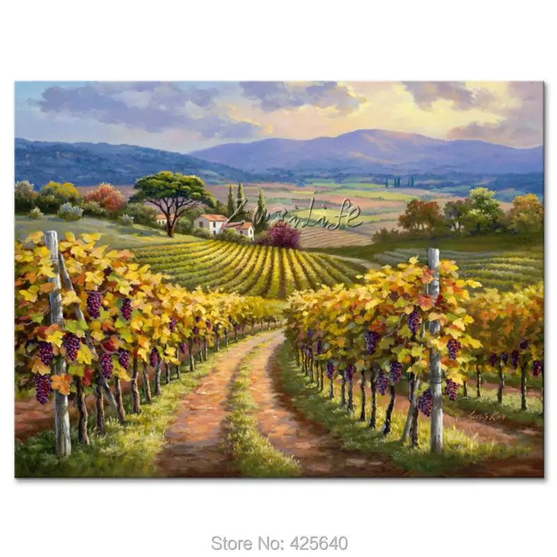 

Hand-painted Mediterranean pastoral landscape painting for the sitting room decorates a wall pictures painted on the canvas art