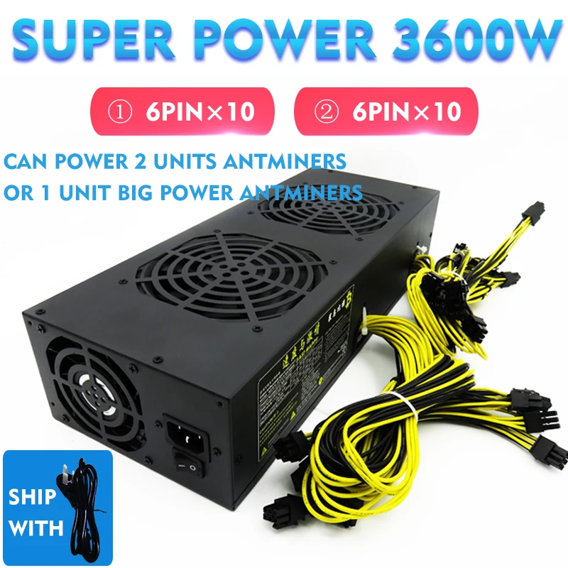 Новый муравей Шахтер БП 3600 Вт добыча источника питания PSU с четырьмя охлаждения