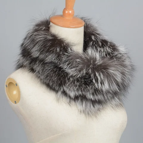 Новинка 2023, зимние женские шарфы из натурального Лисьего меха, толстый теплый снуд, шаль высшего качества, шумоглушитель из натурального меха S7120