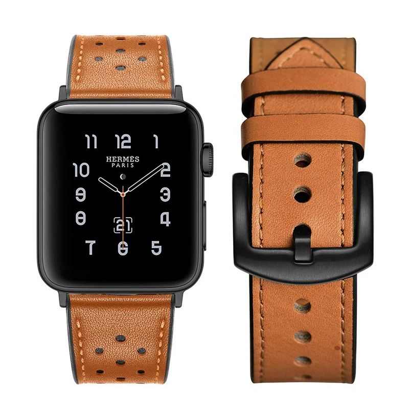 Ремешок из натуральной кожи для apple watch band 42 мм 38 браслет 4 5 44 40 аксессуары iwatch pulseira