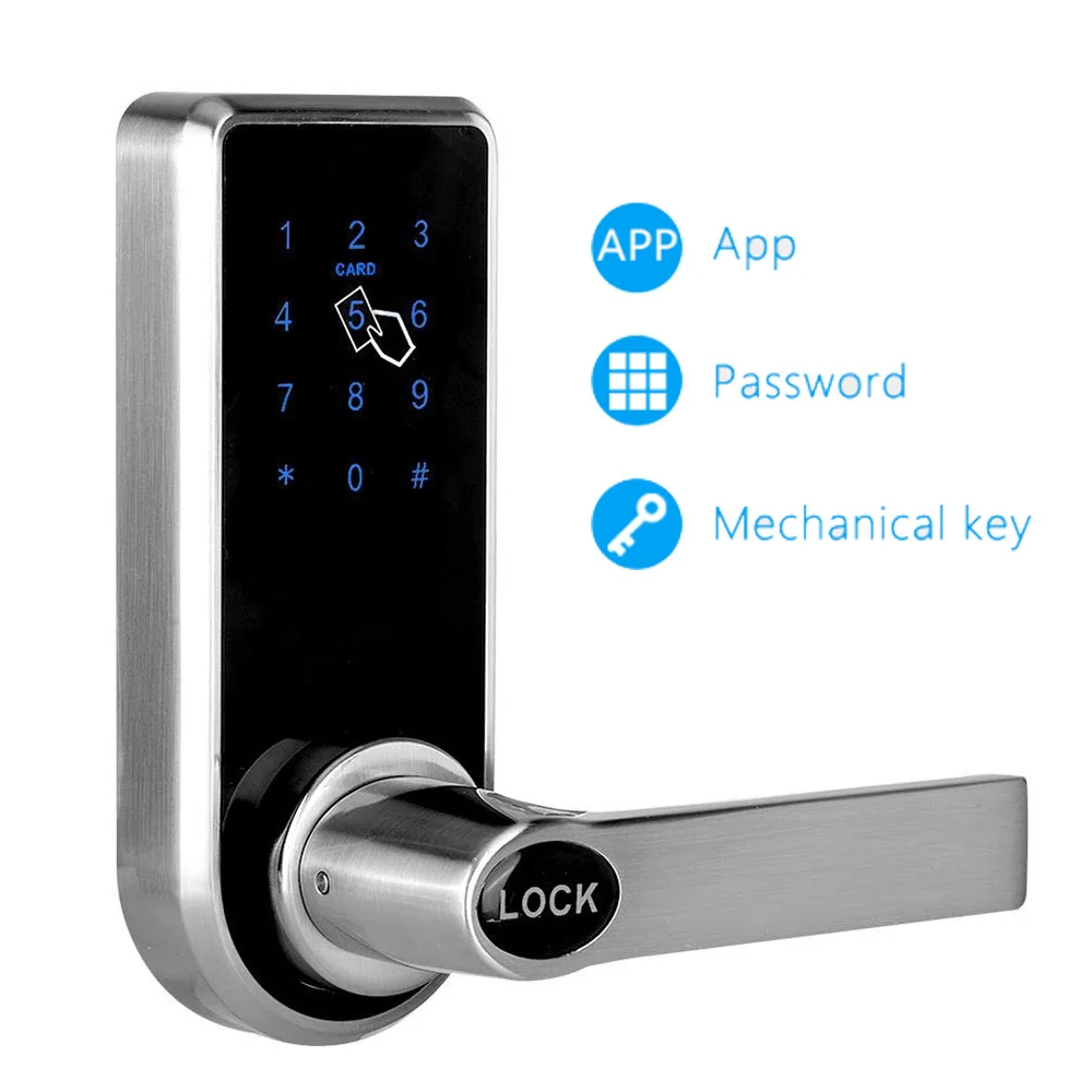 Sliver Bluetooth Отельный дверной замок RFID смарт-карты системы с охранной дверью цифровой пароль дверные замки YOHEEN YJ818 - Цвет: Sliver Bluetooth