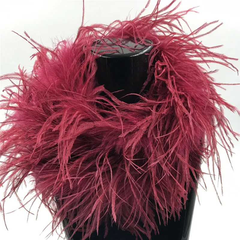 2 м/лот темно-красный боа из страусиных перьев костюмы/отделка для вечерние