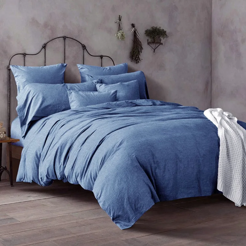 prussian blue Чистый камень стираный льняной пододеяльник натуральный лен 1 шт - Цвет: prussian blue