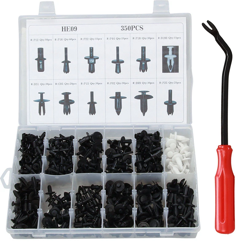 

350Pcs Car Body Plastic Push Pin Rivet Fasteners Trim Moulding Clip Screwdriver