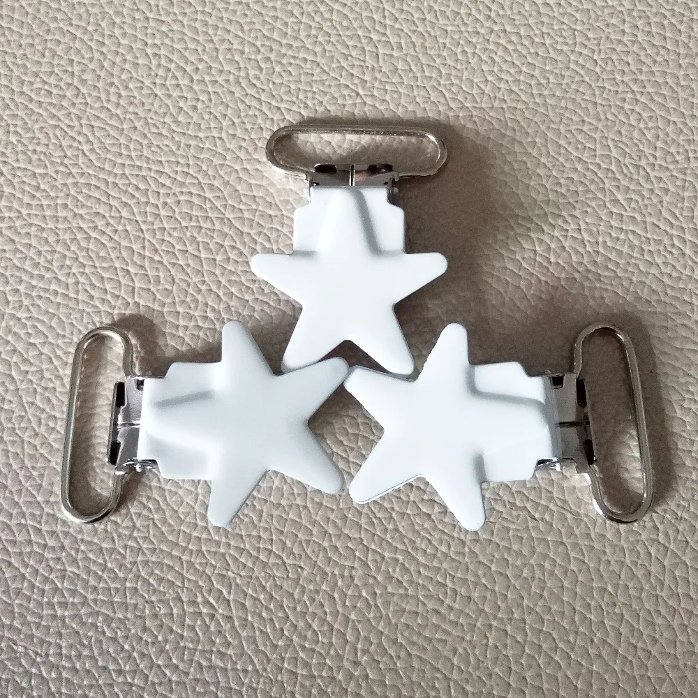 star metal suspender clips 100pcs pacifier holder clip for baby white | Дом и сад
