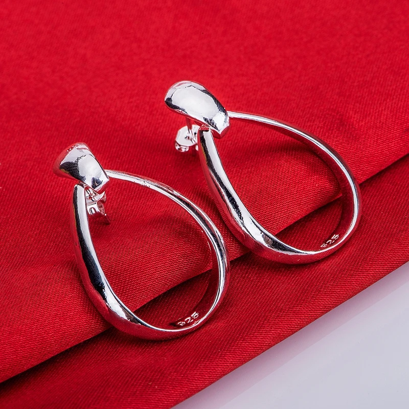 Блестящие посеребренные серьги в виде капли дождя ювелирные изделия 925 для