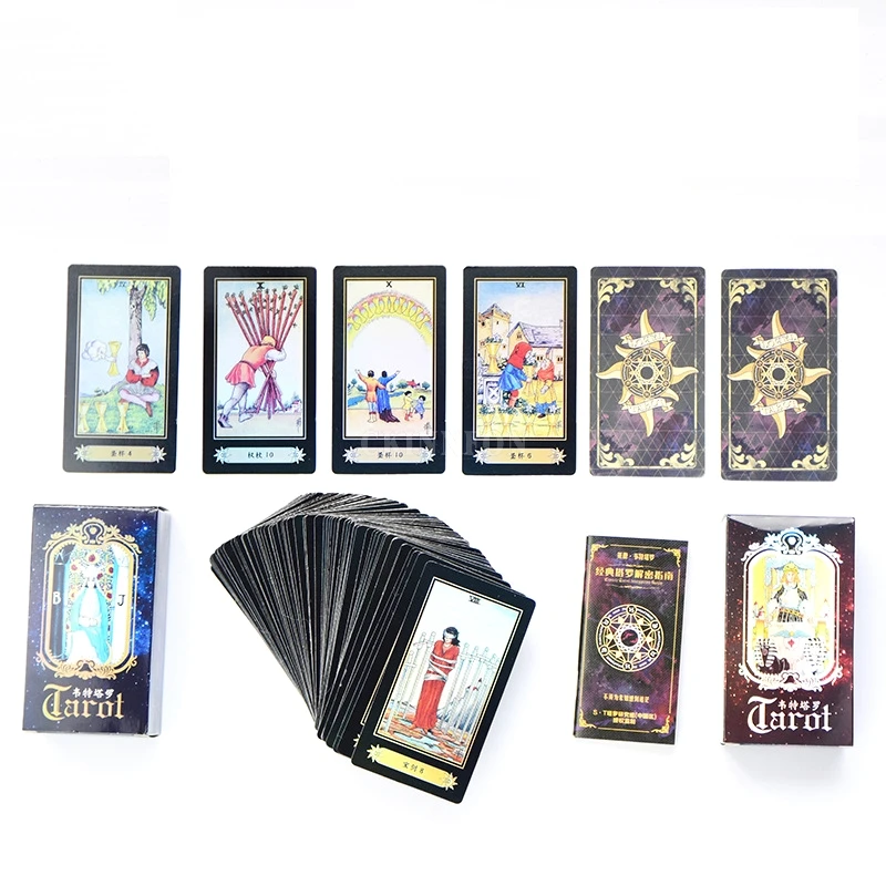200 комплекты голографическая настольная игра, карты Таро 78 шт./компл. Таро карты игра китайский/английская версия настольная игра, карты Таро для Семья