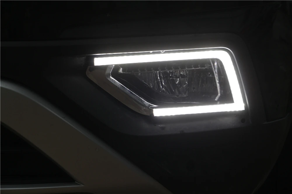 CSGJMY 1 пара светодиодный DRL дневные ходовые огни для Volkswagen VW teramont с желтым сигналом поворота противотуманная фара крышка