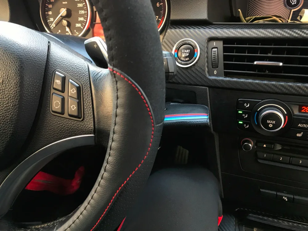 500For bmw e90 e92 e93 углеродного волокна автомобильный двигатель старт/стоп кольцо м в