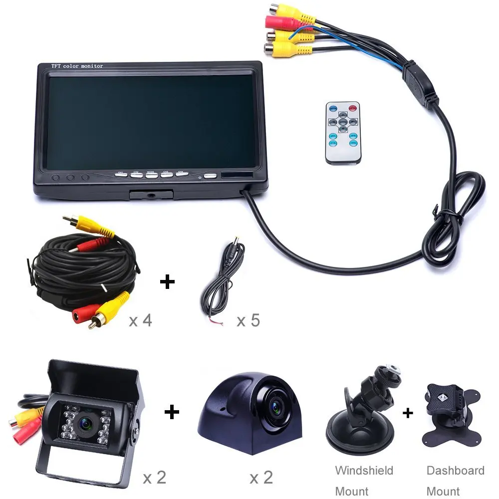 Podofo 7 &quotРазделение Экран Quad Автомобильный монитор TFT ЖК дисплей Дисплей 4 CH