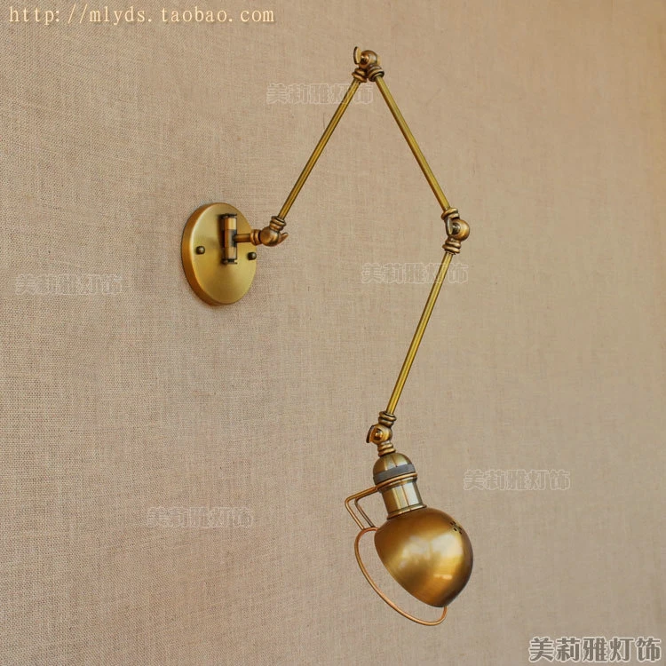 Koop Moderne Vintage Loft Verstelbare Industriële Metalen Wandlamp Retro Swing Arm Messing Wandlamp Land Stijl Blaker Lamp Armaturen